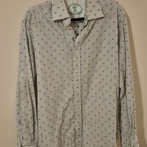BUGATCHI VINTAGE MENS BUTTON DOWN DRESS SHIRT LARGE